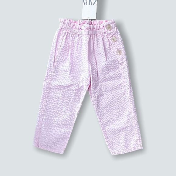 ZARA Kids | Pink | TEXTURED TROUSERS WITH BUTTONS - Picture 4 of 8